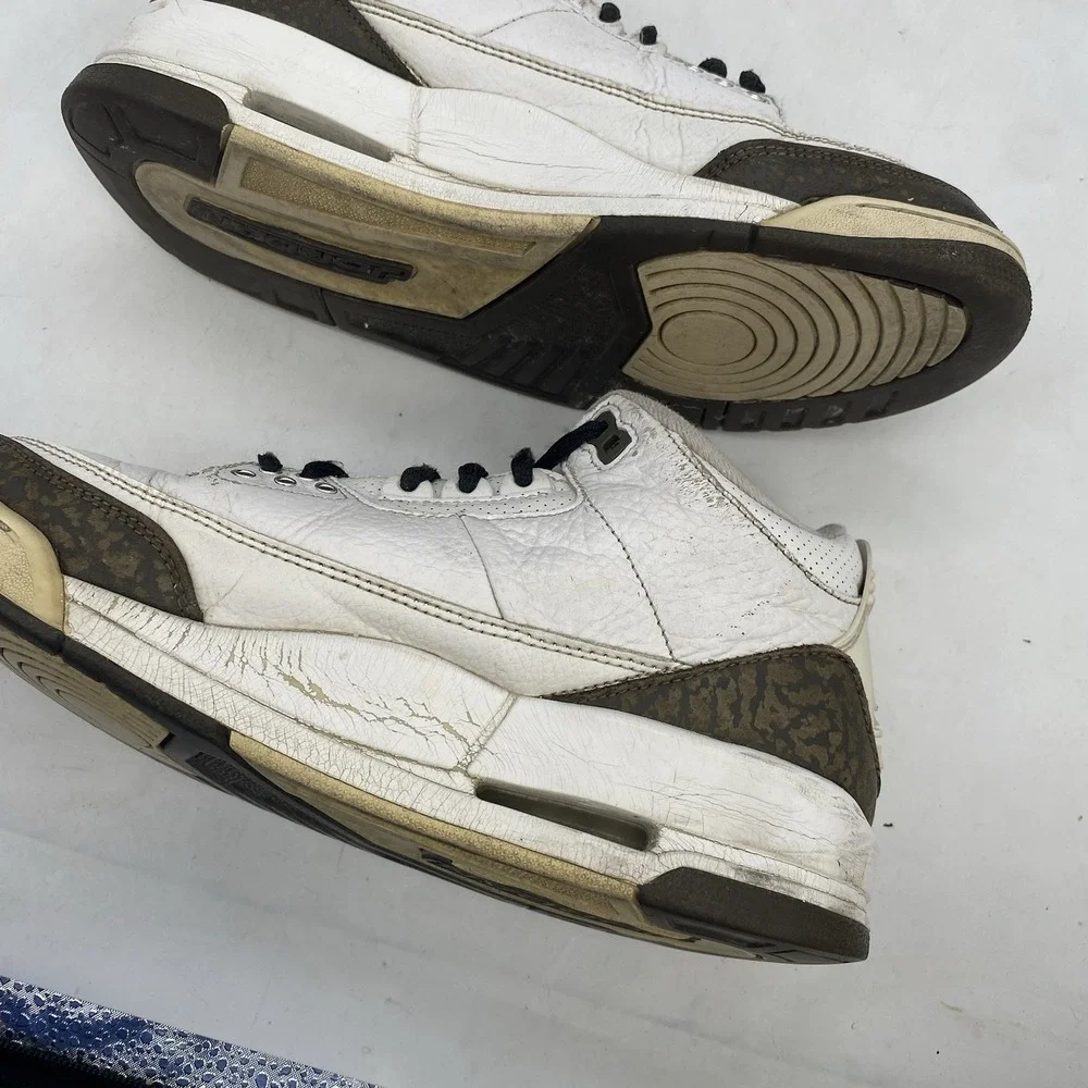 Air Jordan 3 Retro Mocha Shoes Mens 8.5 White Lace Up Y2K Sneaker Casual Nike